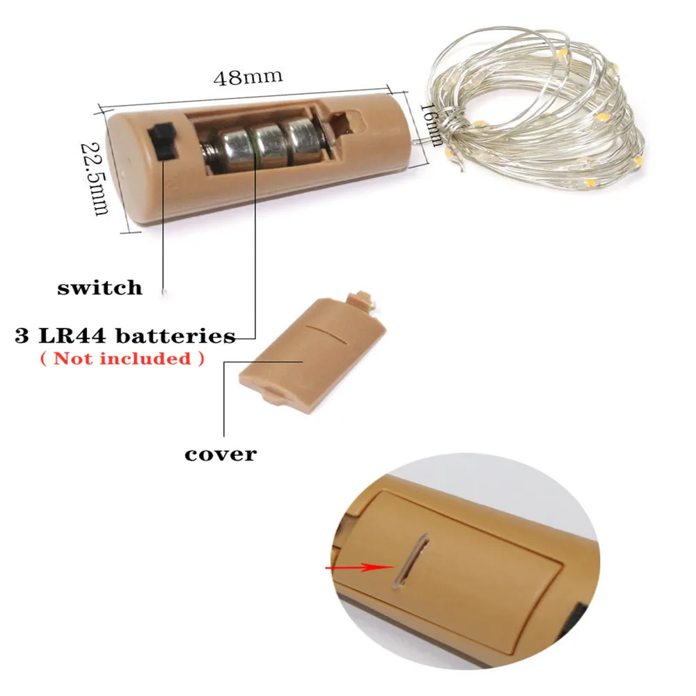 На батарейках пробка от бутылки вина светильник 1 м/2 м DIY светодиодный светильник-гирлянда бар светильник день рождения пробка для бутылки вина с подсветкой полосы