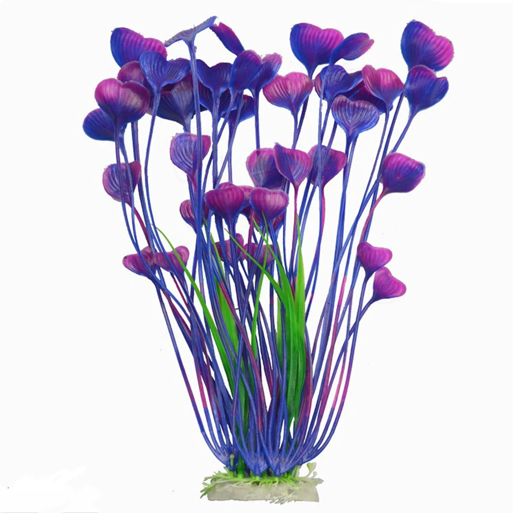 YOTHG искусственные водные растения, аквариумные искусственные растения, аквариумные пластиковые растения для украшения с керамической основой - Цвет: purple