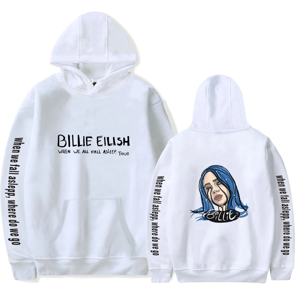 Популярные худи с принтом Billie Eilish, женские и мужские свитшоты Harajuku, Осенние повседневные черные пуловеры с капюшоном Billie Eilish Pop для девочек