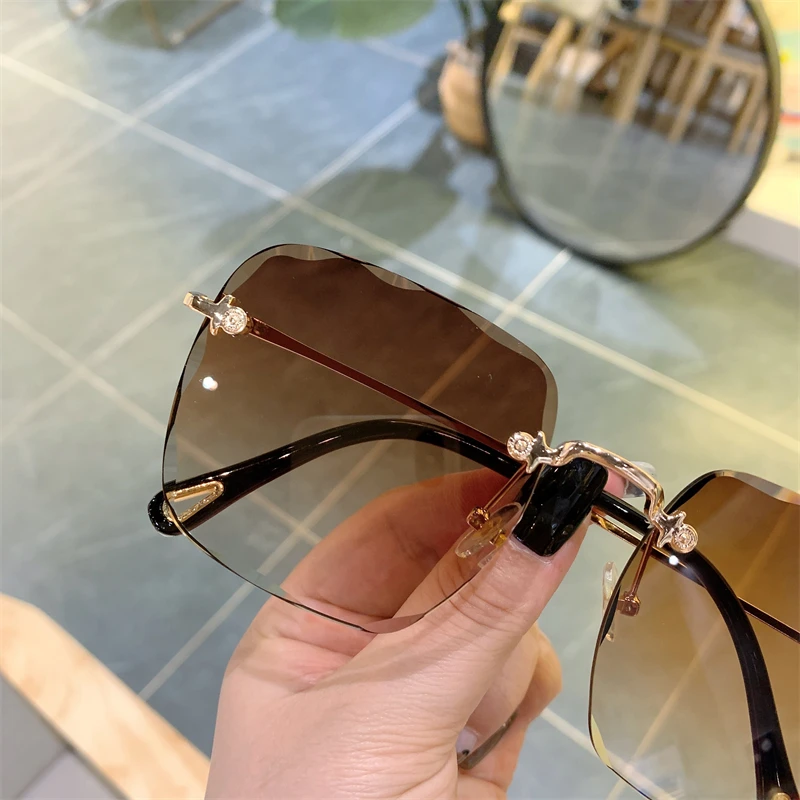 Square Frameless Fashion Sunglasses Women Luxury Retro Vintage Clip Designer Wholesale Bulk Shades Sun Glasses For Women UV Square Frameless Fashion Sunglasses Women Luxury Retro Vintage Clip Designer Wholesale Bulk Shades Sun Glasses For Women UV