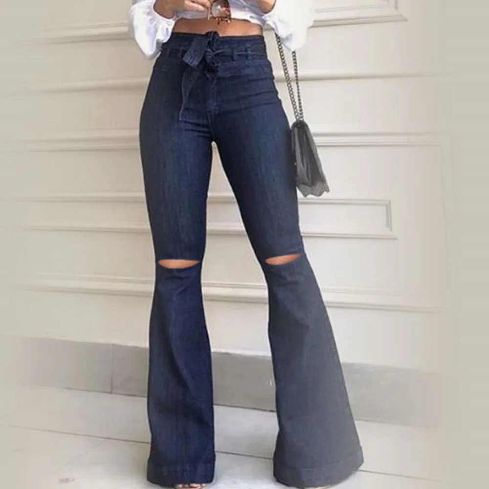 Женские винтажные джинсы со шнуровкой синие и черные с высокой талией 2020|Джинсы