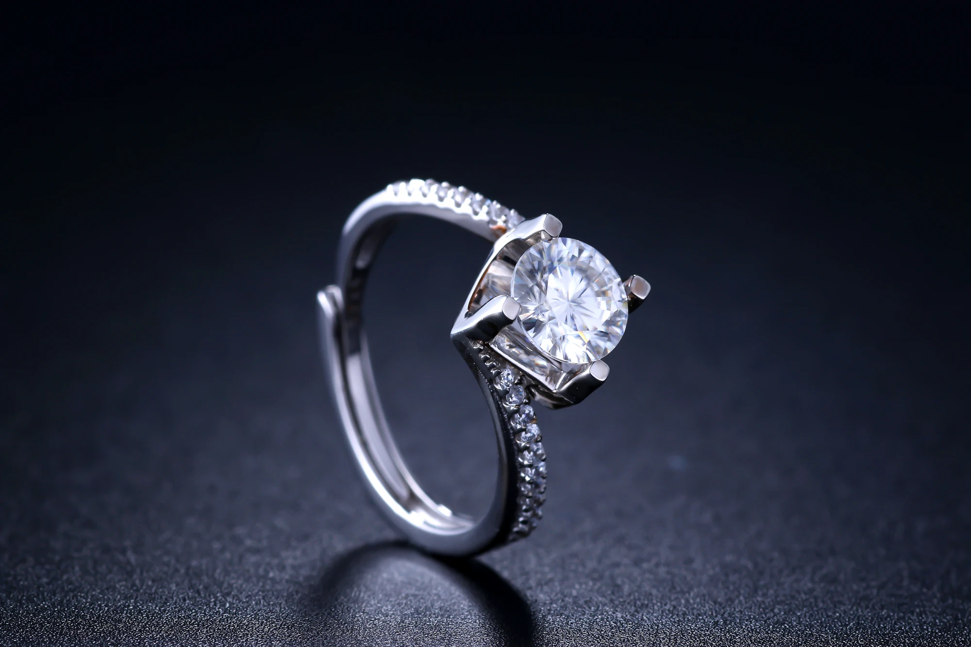 Круглое серебряное кольцо с муассанитом, 1ct D VVS, роскошное женское кольцо с муассанитом, регулируемое