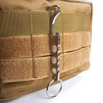 

Outdoor Multi-functional Hanging Buckle Pocket Key Holder Stainless Steel Key Ring EDC Tool Bottle Opener Hexagon Wrench