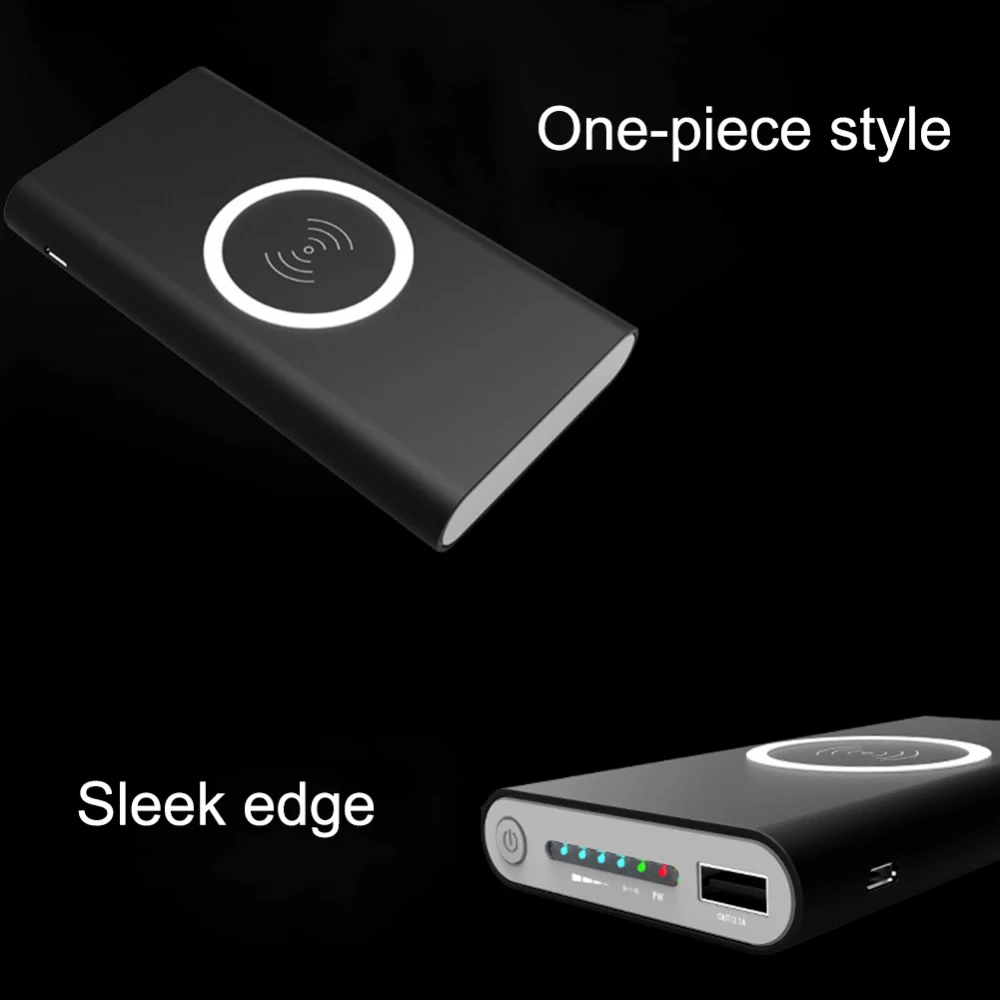 10000mAh Универсальное портативное зарядное устройство Qi Беспроводное зарядное устройство для iPhone samsung