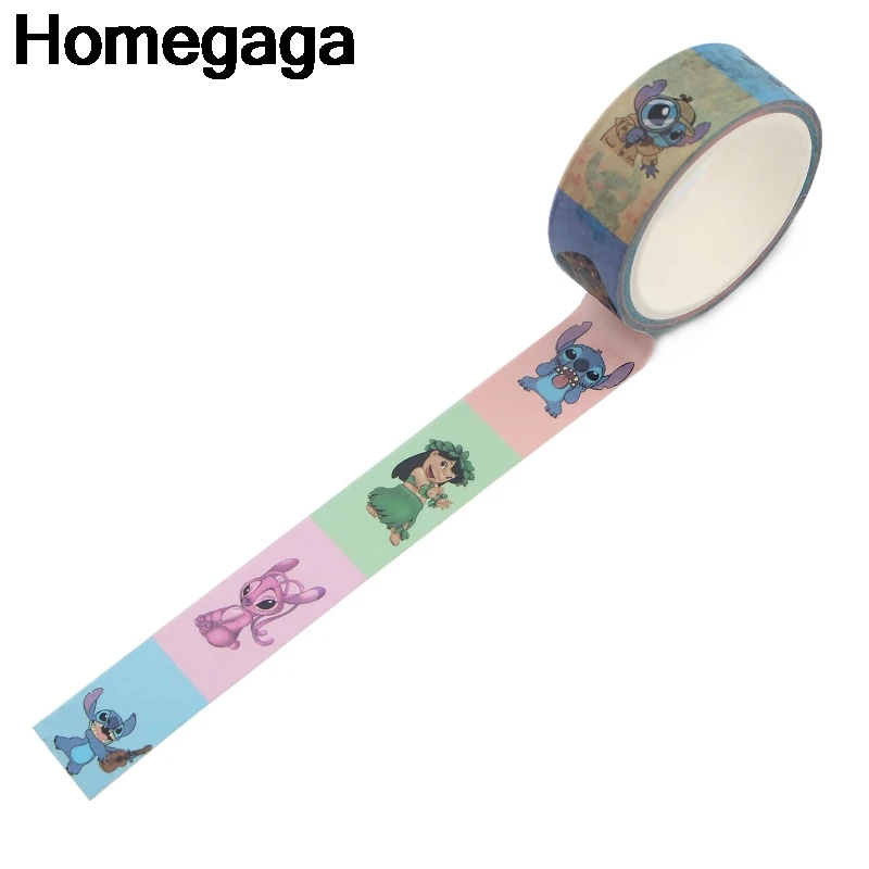 Homegaga тематика «Лило и Стич» мультфильм дети Васи клейкие ленты стикеры 90s украшения Винтажные изделия ручной работы Скрапбукинг Клей печатные вентиляторы подарок D2338