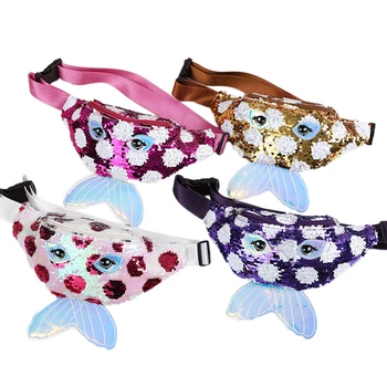 

Kids Baby Sequins Belt Waist Wallet Hip Pouch Bum Bag Travel Holiday Party Sequin Fish Tail Bags