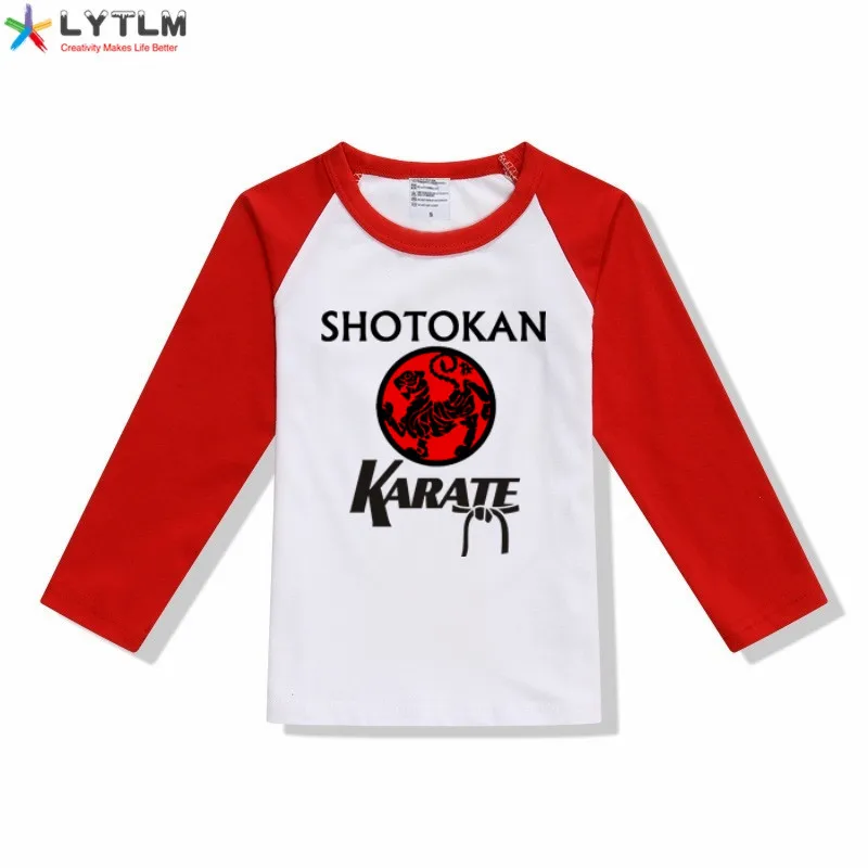 LYTLM Camiseta Karate Shotokan/Детские рубашки летняя одежда для маленьких мальчиков футболка в стиле рок Детские футболки с длинными рукавами - Цвет: CX Raglan Red