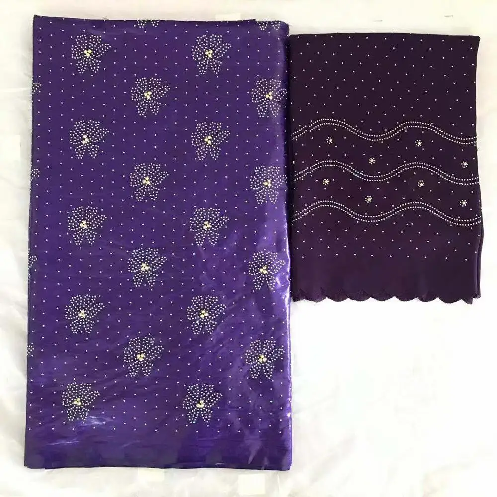 Фиолетовый Базен brode getzner nouveau с камнями французский Тюль кружевная ткань высокого качества Базен riche getzner нигерийский геле