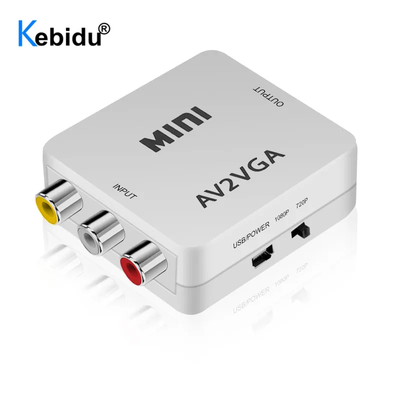 KEBIDU Mini HD AV2VGA видео конвертер адаптер AV RCA CVBS к VGA с 3 5 мм аудио ПК HDTV