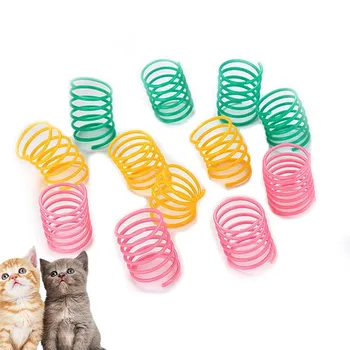 

Plastic Interactive Cat Spring Toy Ball Wide Durable Heavy Gauge Colorful Pet Kitten Puppy Playing Scratching Accessory Supplies