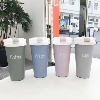 

Stainless Steel Insulated Cup Student Cartoon Mug Car Mounted Water Cup Portable Simple Male and Female 304 Straw Coffee Mug