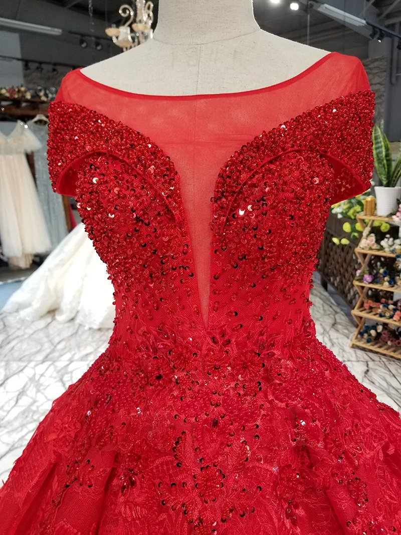 LS0522 красный Элегантное платье с штапики Быстрая доставка Круглая горловина с коротким рукавом на шнуровке сзади ТРАПЕЦИЕВИДНОЕ вечернее