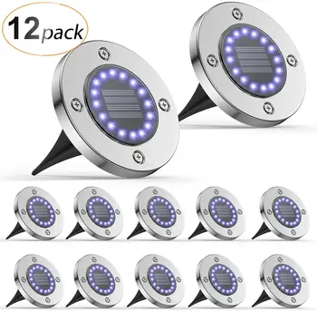 

12Pack Solar Powered Ground Light Waterproof Garden Pathway Deck Lights With 16/20 LEDs Solar Lamp for Home Yard Driveway Lawn