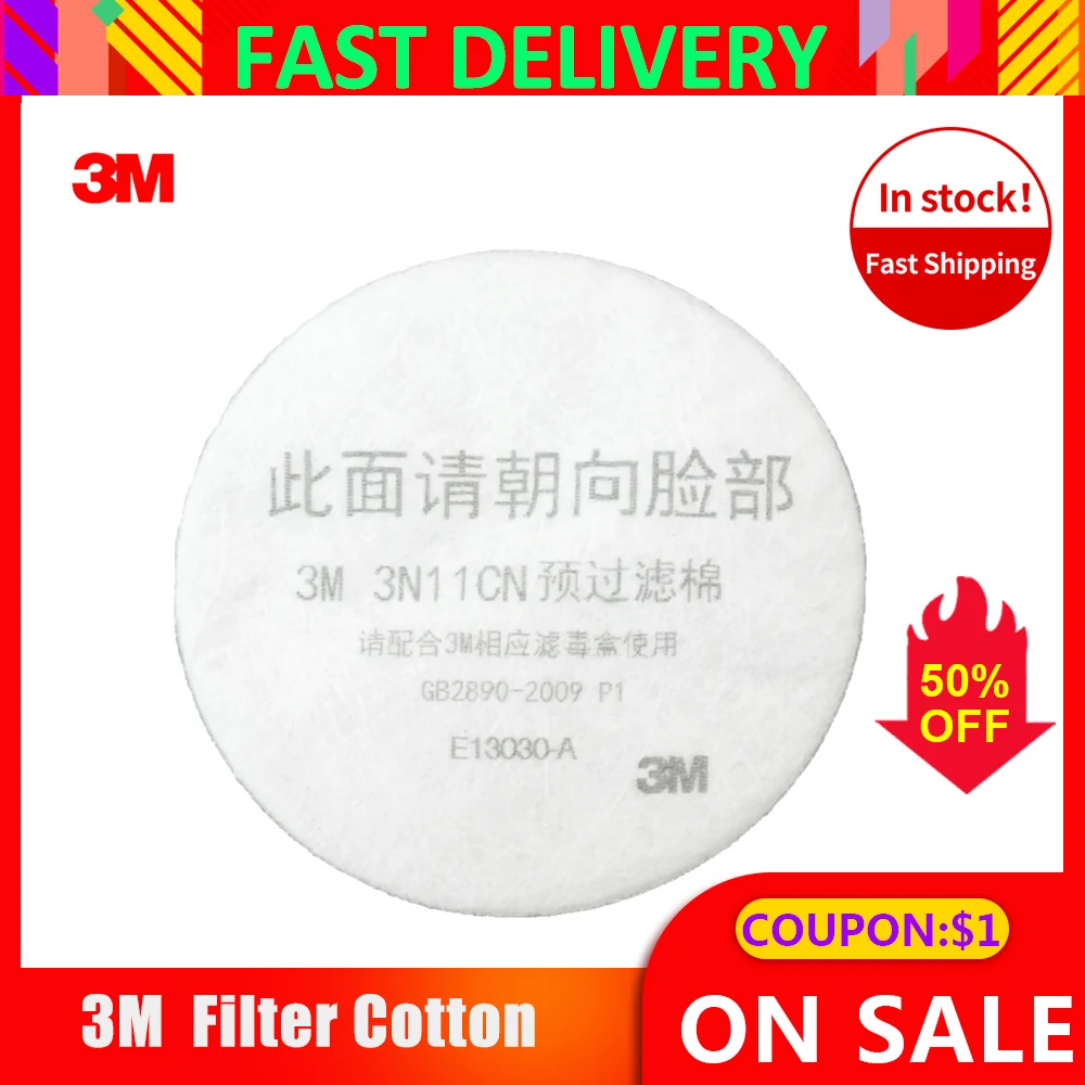 

10pcs 3M 3N11 Filter Cotton for 3M 3000 Respirator Gas Mask Series Pre-filter Cotton Dust Particulates Filter