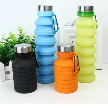 

Squeezed Adjustable Water + Bottles Folding Sports Travel Climbing Hiking Drink Bottles Bottle Kettle Convenient BPA Free550ML