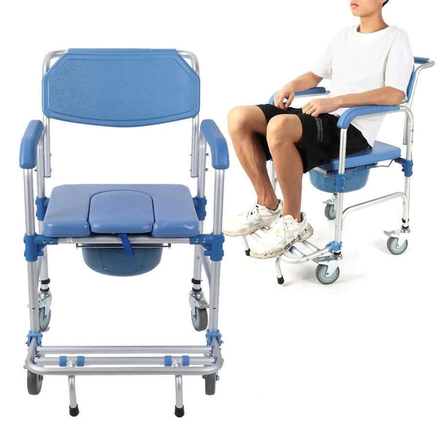 Handicap Adjustable Folding Portable Mobile Toilet Chairs Bath Chair Commode Chair For Elderly Bedside Adult Commode Aliexpress