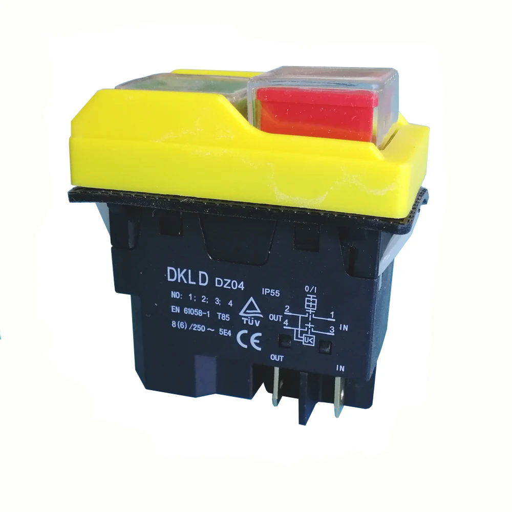Dkld Dz04 Pinos à Prova Delectromagnetic Água Eletromagnética Botão Interruptores Start Stop Switch para a Máquina de Moedura 250vac 86 a