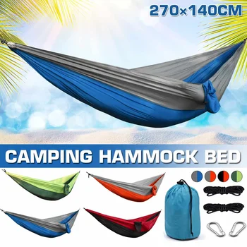 

Single Double Hammock Adult Outdoor Backpacking Travel Survival Hunting Sleeping Bed Portable Outdoor Furniture 250KG 270x140cm