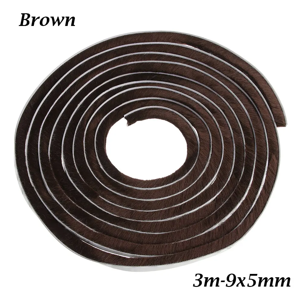 3m 9X5mm brown 3/5 м Длина самоклеющиеся осадки Excluder щетка двери и окна ворс герметик уплотнитель пленка двери погода ветрозащитный полосы - Цвет: 3m 9X5mm brown
