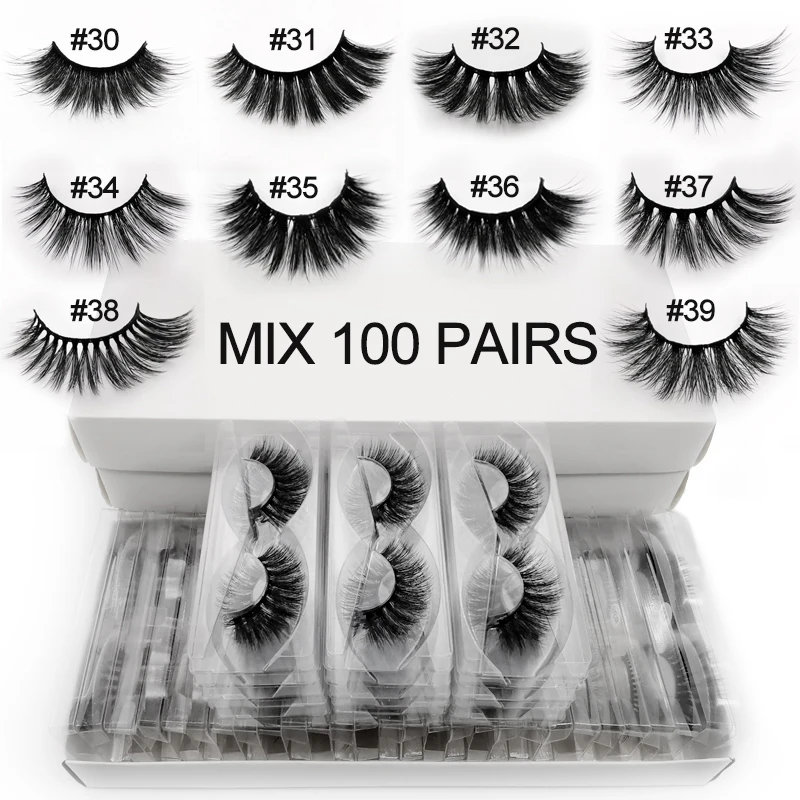 

Wholesale 20/30/40/50/100 pairs false eyelashes wispy fluffy dramatic eyelash extension in bulk make up mink cilios Maquiagem