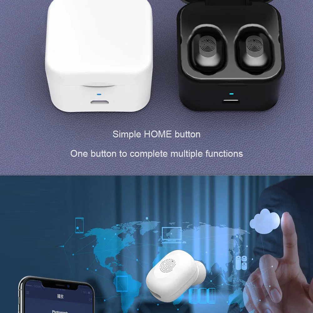 CBAOOO TWS Bluetooth спортивные музыкальные беспроводные наушники Bluetooth 5,0 наушники с микрофоном и зарядным устройством