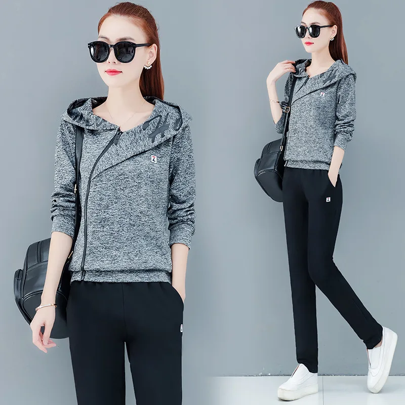 

2pcs Women Sport Suit Sportswear Zip Up Hoodies Jacket Sweatshirt+sweatpant Leisure Jogger Running Workout Outfits Set Tracksuit