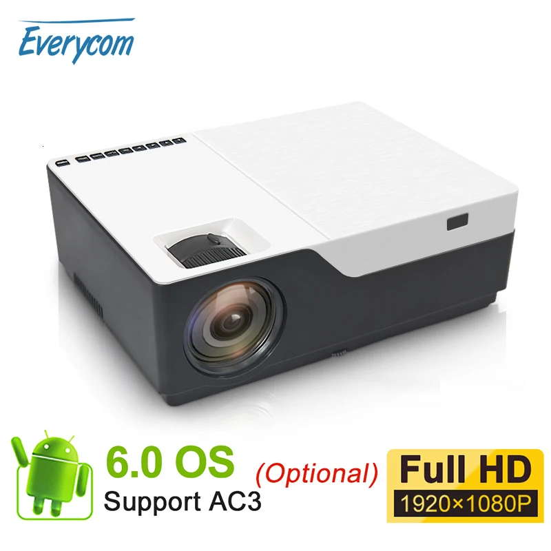 ^*Best Offers Everycom M18 Native 1920X1080 Real Full HD Projector Home Multimedia Video Game Projector Beamer (Optional Android WiFi AC3)