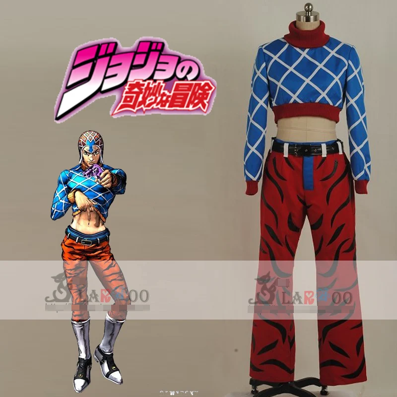 Anime! JoJo's Bizarre Adventure GUIDO MISTA Gothic Fashion Uniform Cosplay Costume Halloween Full Set Any Size Free Shipping |
