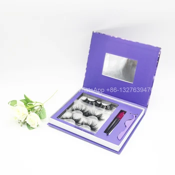 

Purple Lash Case 3 Pairs Lash Box Can Put Eyelash Brush Tweezers Real Mink Lashes Vendor Custom Lashbox Packaging With Your Logo