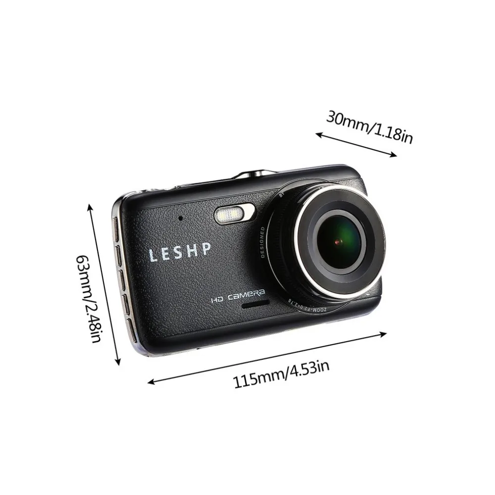 LESHP 16 миллионов пикселей 1080P HD видео запись 170C большой широкий угол 4 дюймов ips ЖК-дисплей сдвоенный объектив видеорегистратор Автомобильный видеорегистратор
