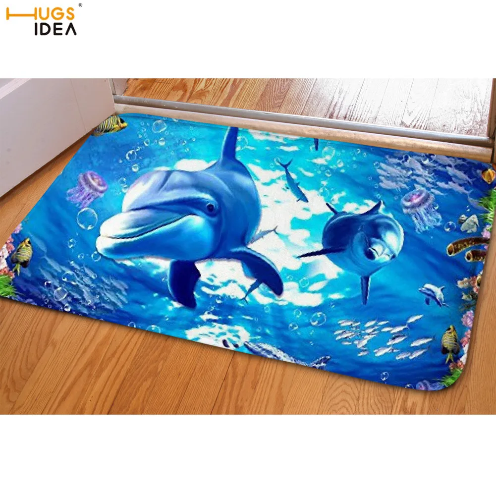 Нежные коврики HUGSIDEA с 3D изображением дельфинов для кухни ванной сада прихожей