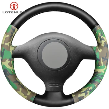 

LQTENLEO Black Camouflage Artificial Leather Steering Wheel Cover For Volkswagen VW Golf4 Passat B5 1996-2005 Polo MK6 1999-2002
