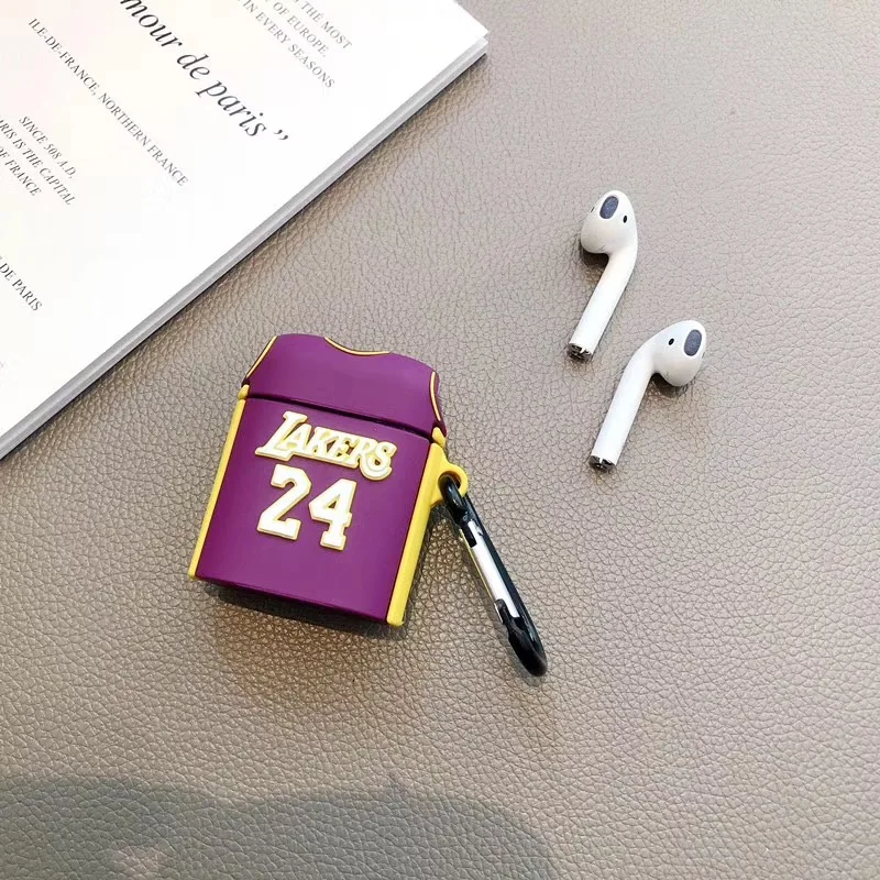 violet The Lakers ТПУ Силиконовые Bluetooth беспроводные наушники чехол для AirPods Защитная крышка аксессуары для Apple Airpods зарядная коробка - Цвет: violet