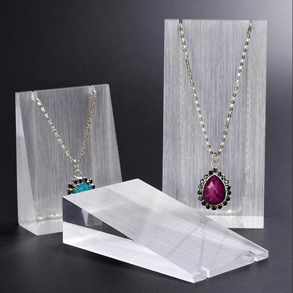 3pcs/Set Clear Acrylic Necklace Display Stand Rack Jewelry Holder Organizer