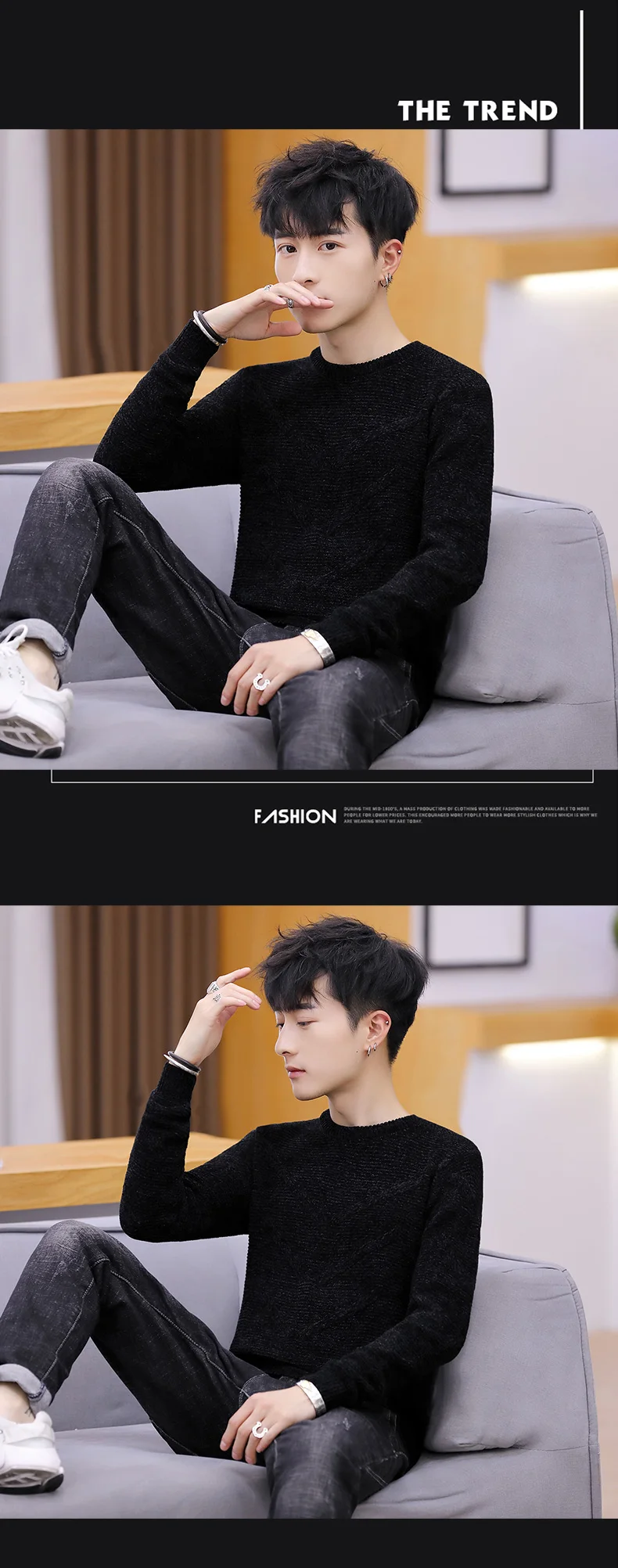Autumn Winter Solid Color Casual Sweater Men Female Pattern Knitted Pullovers Fashion Slim Fit Christmas Gift Male Pull Sweter