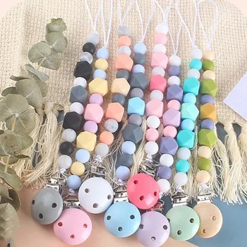 

1pcs Pink Silicone Personalised Name Baby Pacifier Clips Crochet Beads Silicone Crown Pacifier Chain Holder Baby Shower Gift