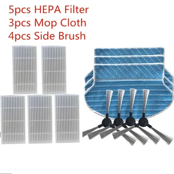 

5pcs hepa filter + 4pcs Side Brushes+ 3pcs Mop Cloth Robot Vacuum Cleaner Parts Filter for Proscenic 790T,