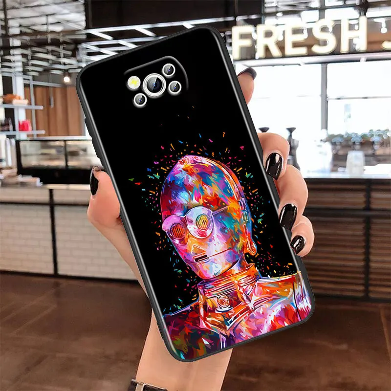 Star Wars Color Robot For Xiaomi Civi Poco X3 NFC X2 M3 M2 F2 F3 Pro C3 F1 A2 Lite Mix3 Play Soft Black Phone Case