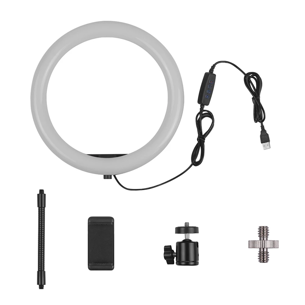 1" Настольный светодиодный кольцевой светильник для селфи Макияж Видео запись 3 светильник ing режим USB питание держатель для телефона адаптер для YouTube