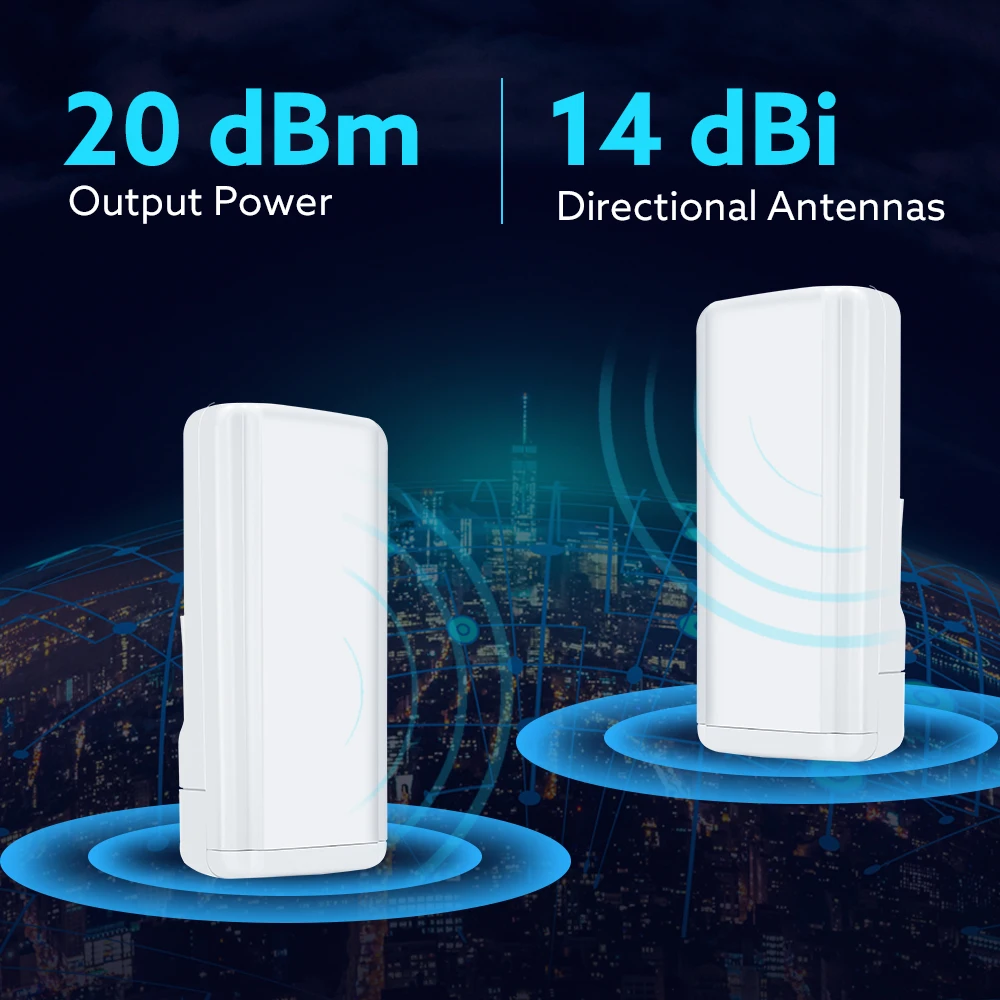 2 Chiếc Không Dây Mở Rộng Sóng Wifi 5Ghz WiFi Cầu CPE Ngoài Trời Router Wifi 4G 5.8Ghz 450Mbps Repetidor tầm Xa Điểm Truy Cập