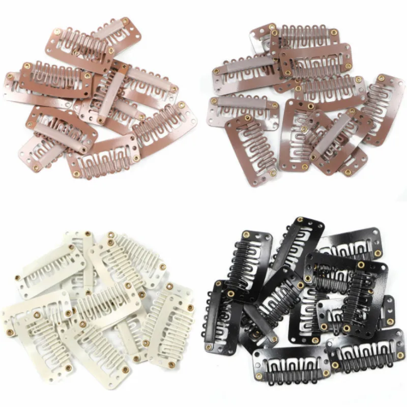 Hair Accessories Hair Clips 10 Pcs/set Black Hair Extension Clip U Shape Weave Toupee Wig 6 Teeth Snap-Comb Clips Styling Tools 32mm 4 Color Hat Fixing Tool