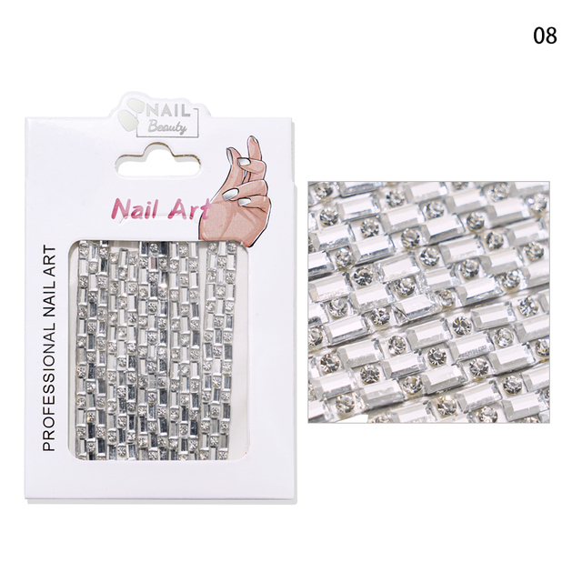 Luxurious Nail Crystal Chains NICE French Wide Lines AB Arbitrary Cut Charms Rhinestones Glass Belt Nail Art Gemchain 3D