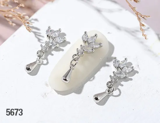 Белый кристалл 3D сплав украшения для ногтей цветок снежные листья дизайн ногтей Стразы D041 - Цвет: 5673
