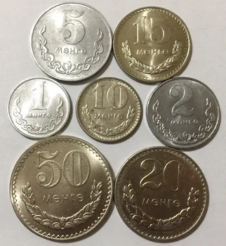 

Set 7Pcs Mongolia Coins Asia Real Coin for Collection