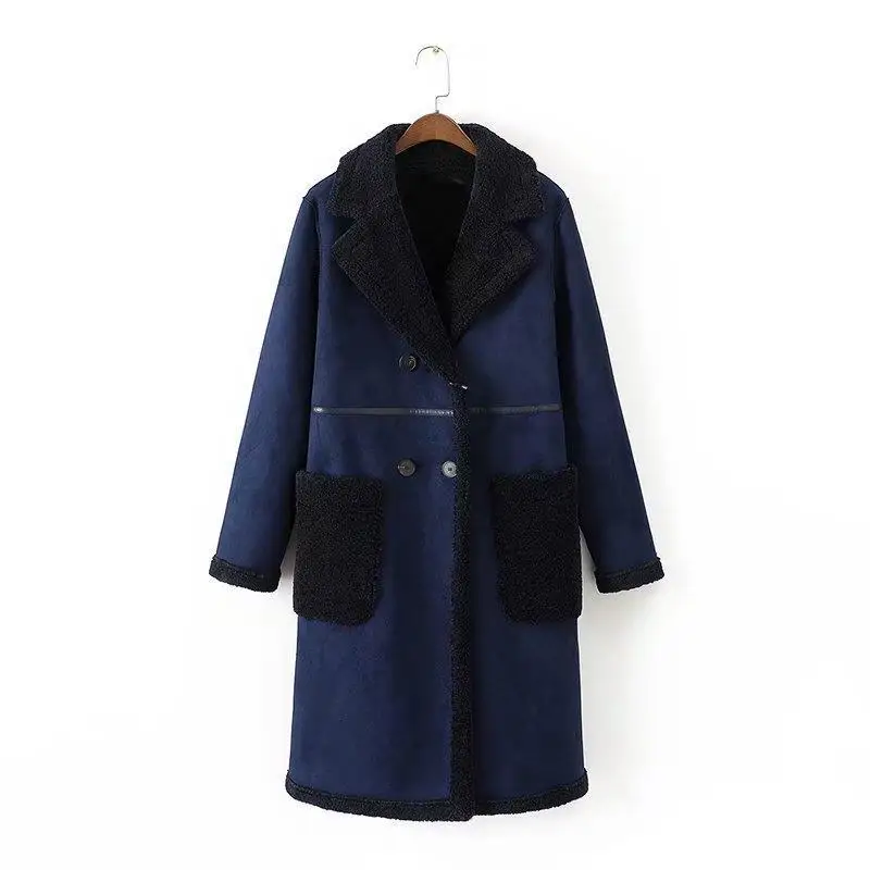 

2018 Winter Western Style WOMEN'S Dress Fur Clothing Thick Warm Double Breasted Fur Mid-length Overcoat Women's