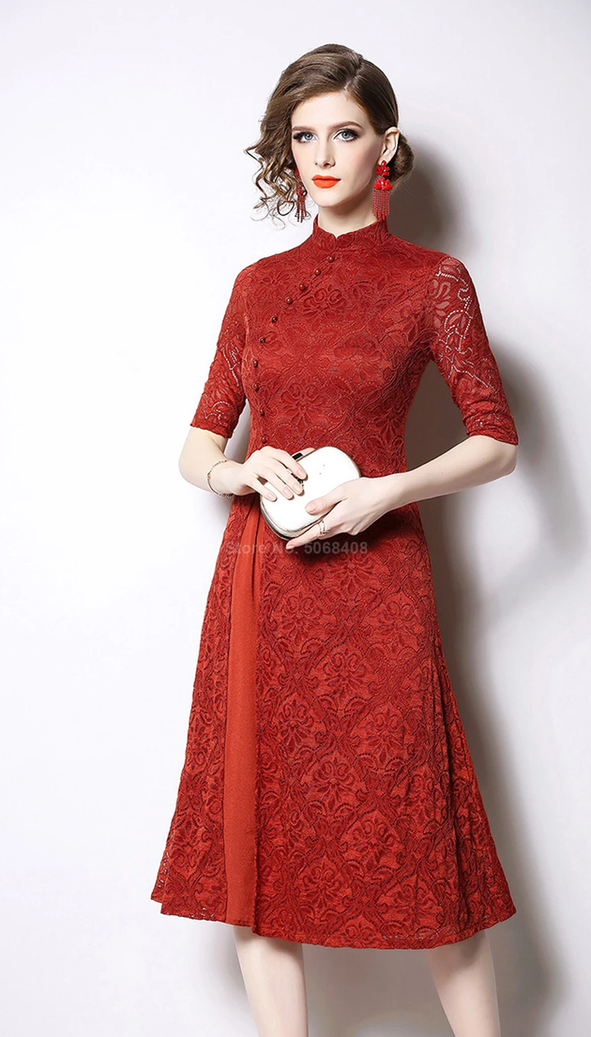 Китайский год традиционная одежда cheongsam платье для женщин банкет Vingtage Fanshion элегантное кружевное свадебное платье