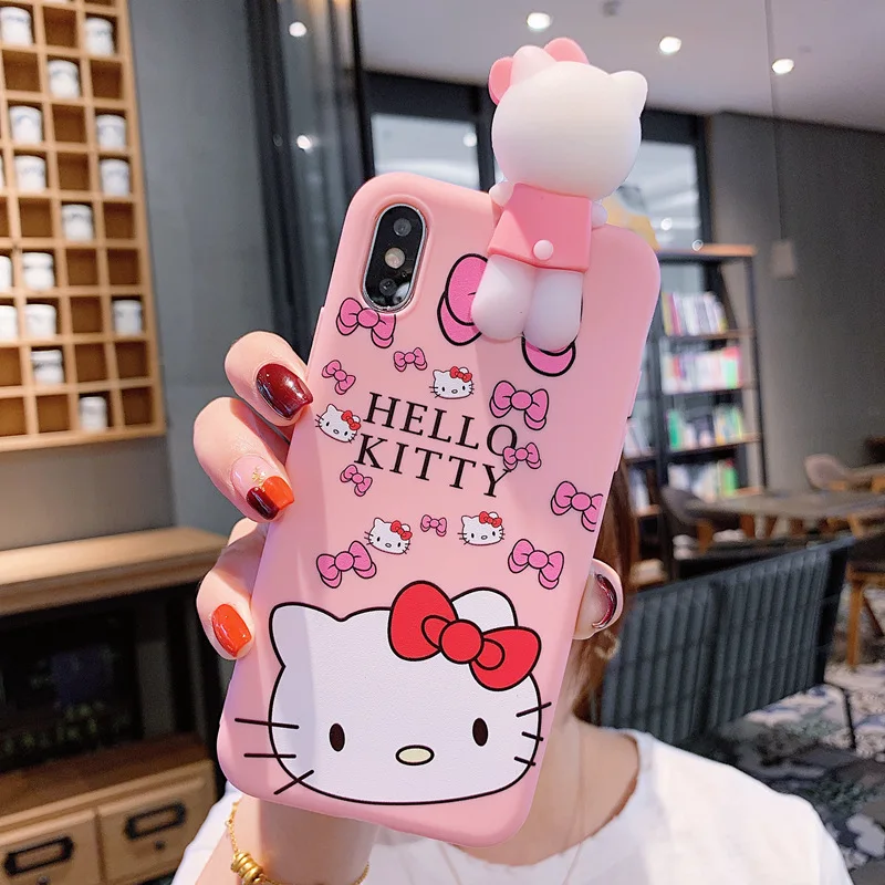 Роскошный 3D игрушечный держатель подставка для Iphone 11 Pro Чехол милый котенок розовый чехол для Iphone X XR XS MAX 7 8 6s Plus 11 Pro чехол ремешок