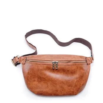 

New Style PU Leather Korean-style Men's Running Bag Casual And Simple Versatile Retro Shoulder Fashion Stylish Chest Pack