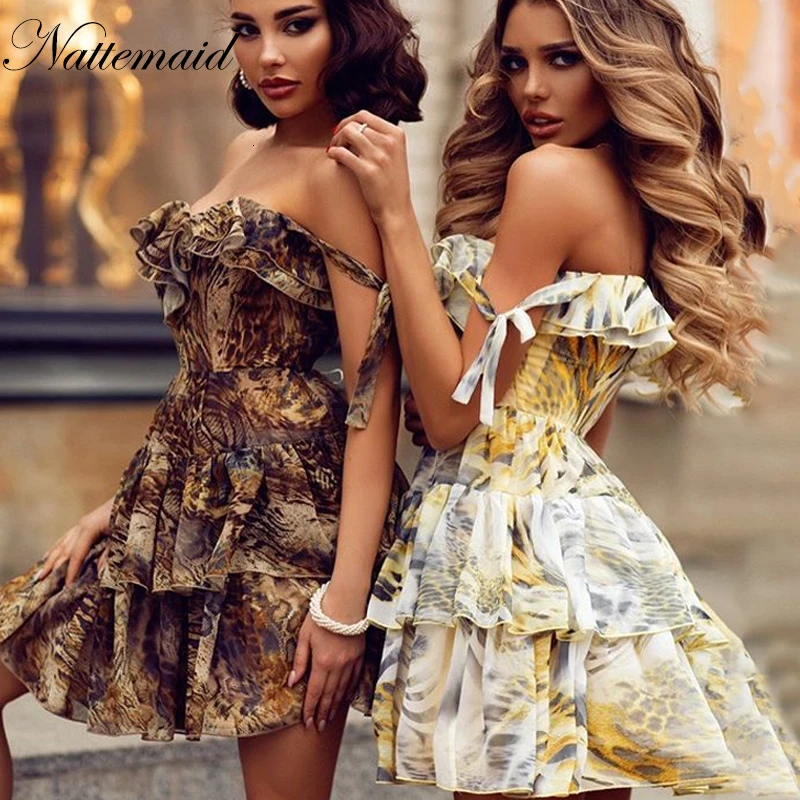 

NATTEMAID summer Pleated Print Sexy Dress Women Spaghetti Strap Elegant Mini Dress Club Female Party Dress Clothes Vestidos