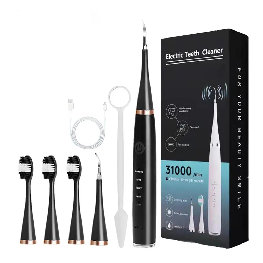 Electric Sonic Dental Scaler Calculus Remover Teeth Whitening Cleaning Tool Kit Remove Plaque Tartar Yellow Teeth Smoke Stains